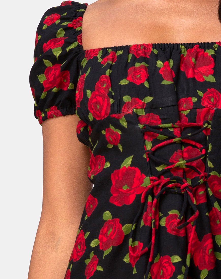 Imagen de Ruzenta Mini Vestido en Roaming Rose Negro