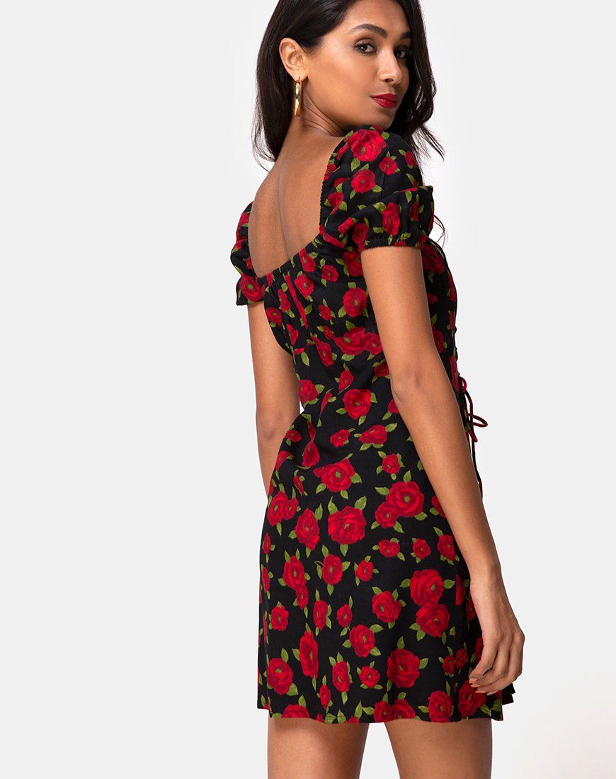Imagen de Ruzenta Mini Vestido en Roaming Rose Negro