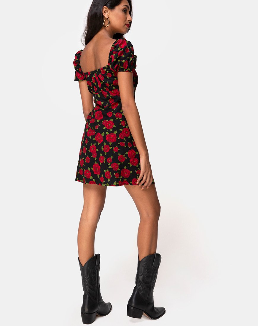 Imagen de Ruzenta Mini Vestido en Roaming Rose Negro