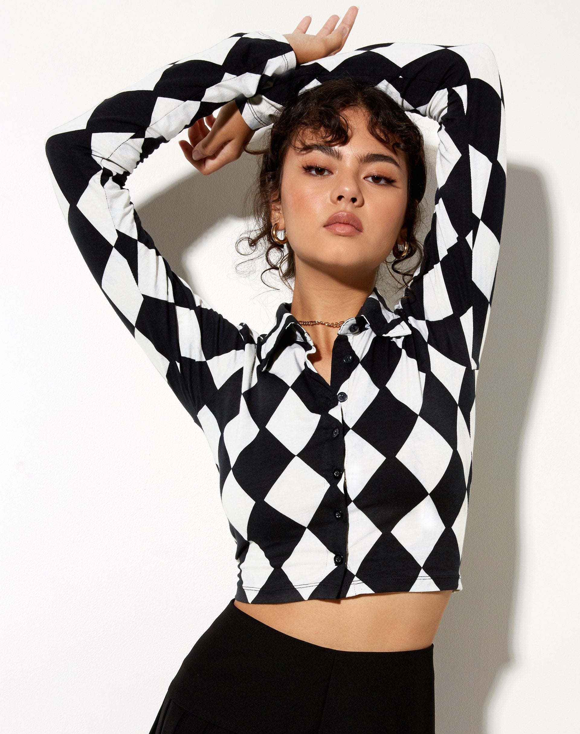 Imagen de Ryals Crop Top en Harlequin Blanco y Negro