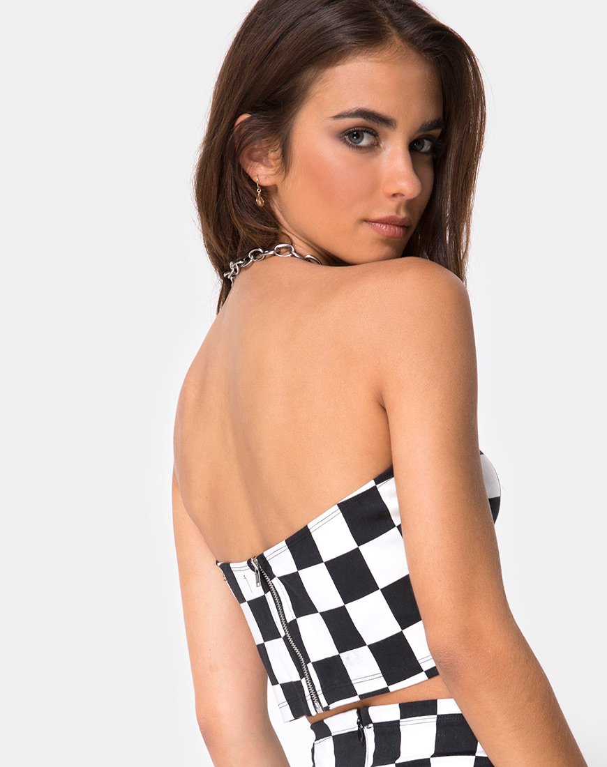Imagen de Villy Crop Top en Checker Board Medium B/N