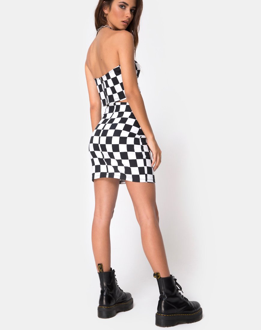 Imagen de Villy Crop Top en Checker Board Medium B/N