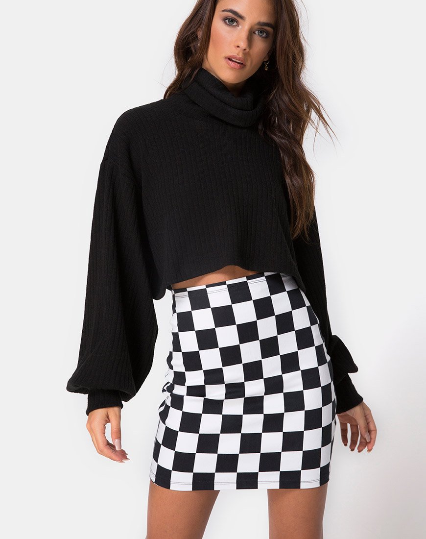 Falda Saffy Bodycon en Tablero de Cuadros Mediana