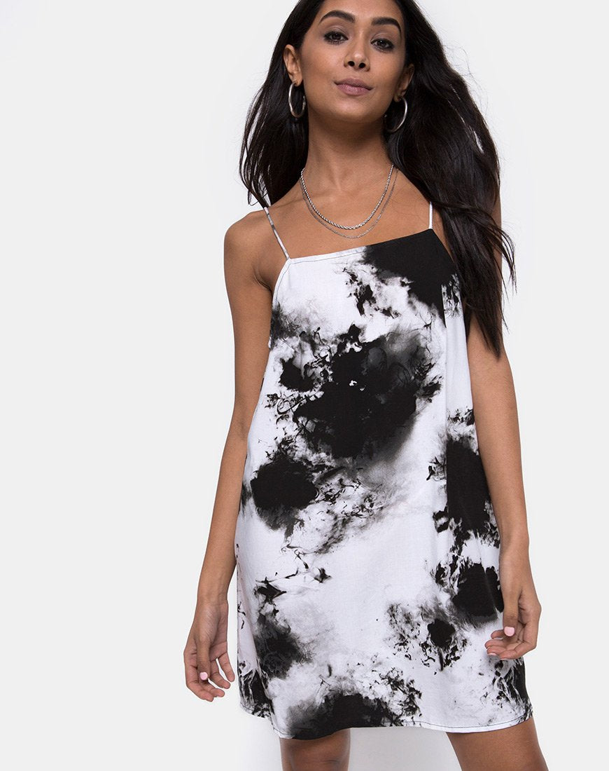 Imagen de Sagha Slip Dress in Mono Tie Dye Black and White