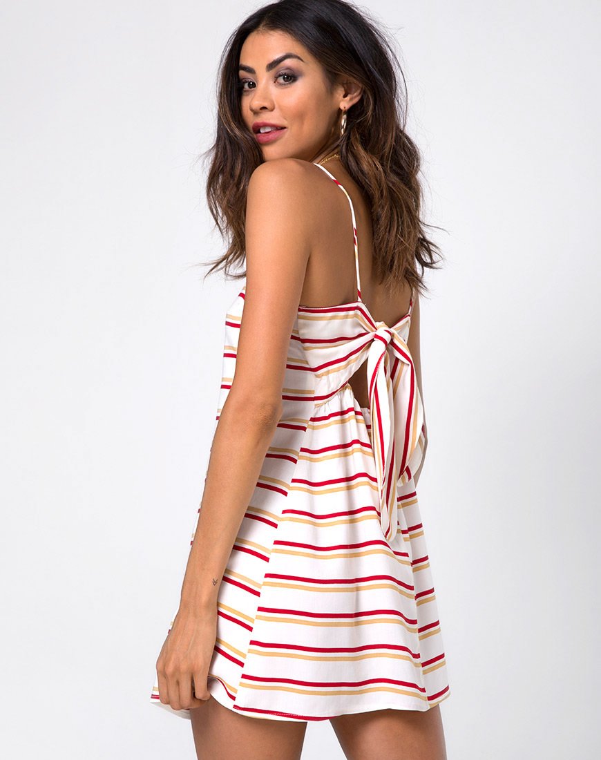 Imagen de Sagra Slip Dress in 70s Ivory Horizontal Stripe