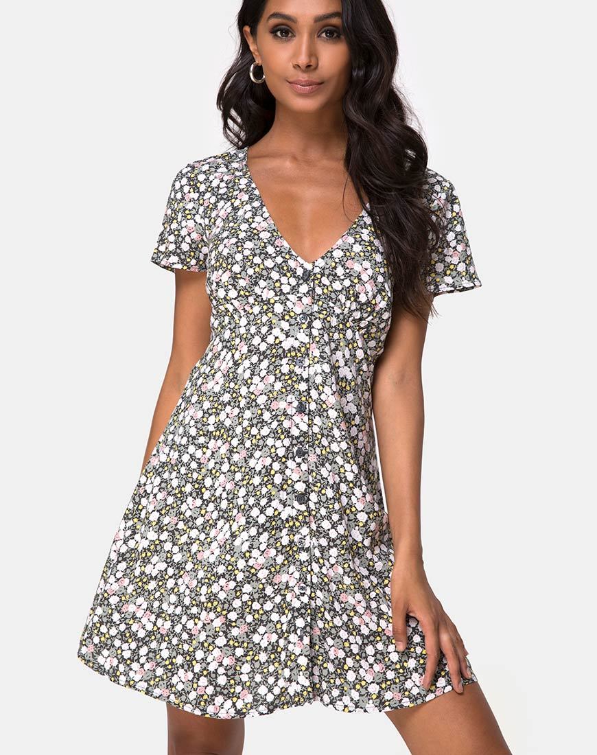 Vestido Sahara Tea en Floral Campo de Oliva
