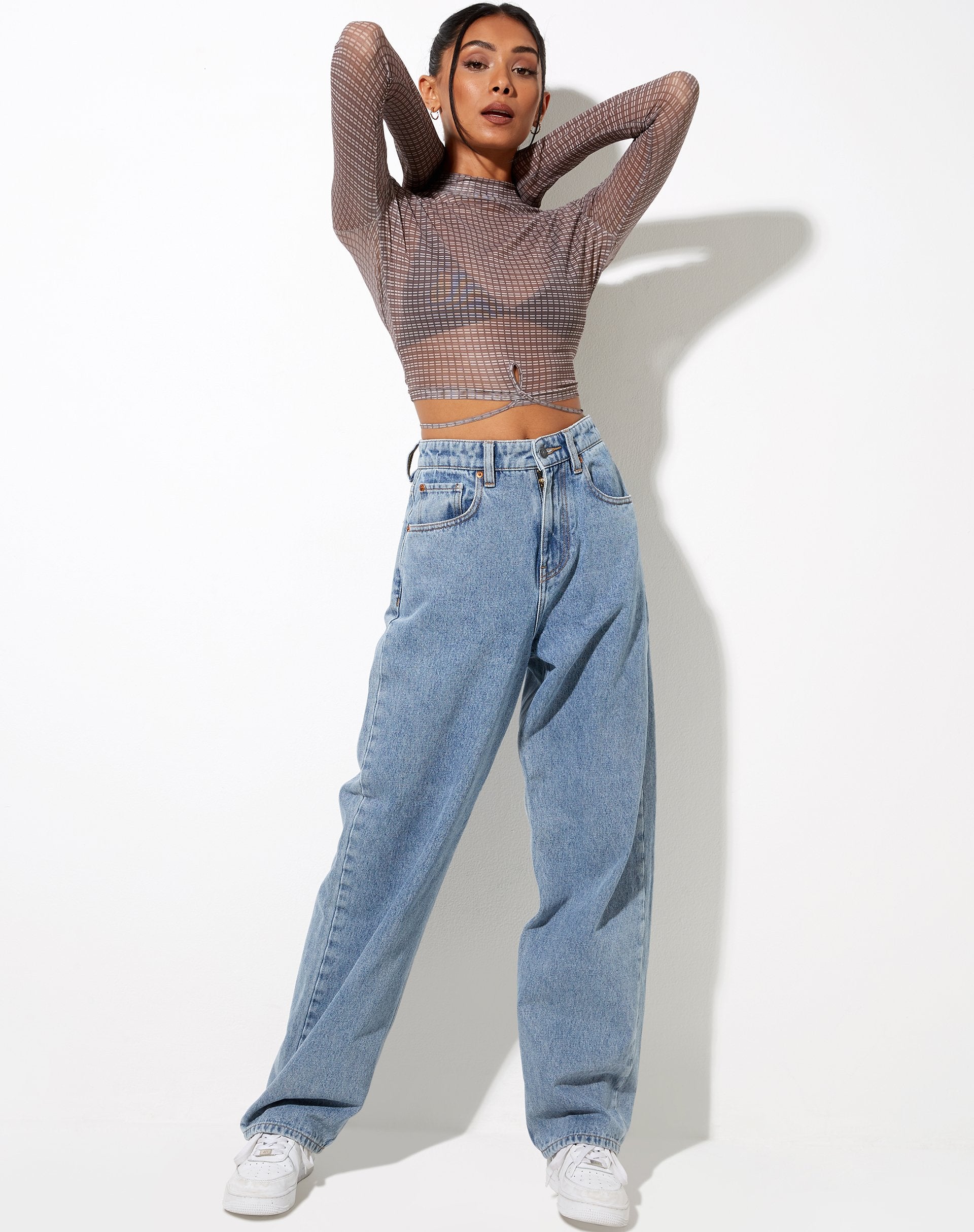 Imagen de Sahila Crop Top en Mini Check Chocolate