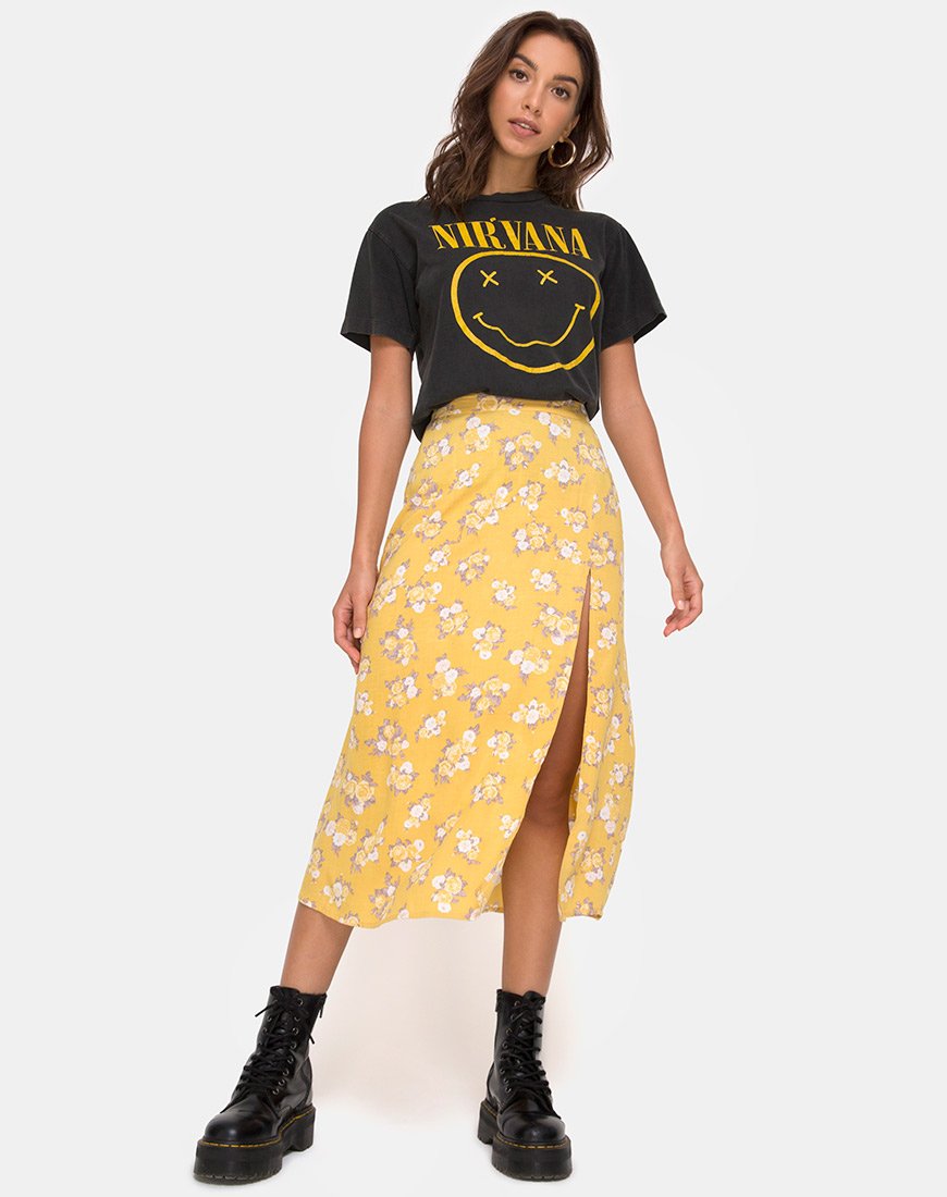 Imagen de la falda Saika Midi en color Rose Bunch Yellow
