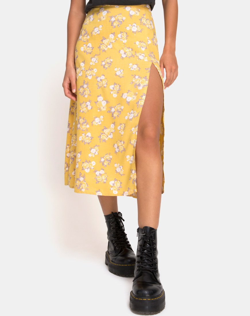 Imagen de la falda Saika Midi en color Rose Bunch Yellow