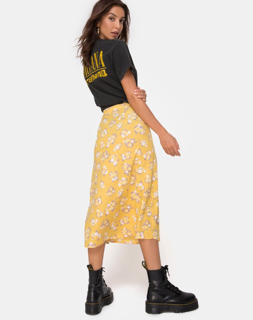 Imagen de la falda Saika Midi en color Rose Bunch Yellow