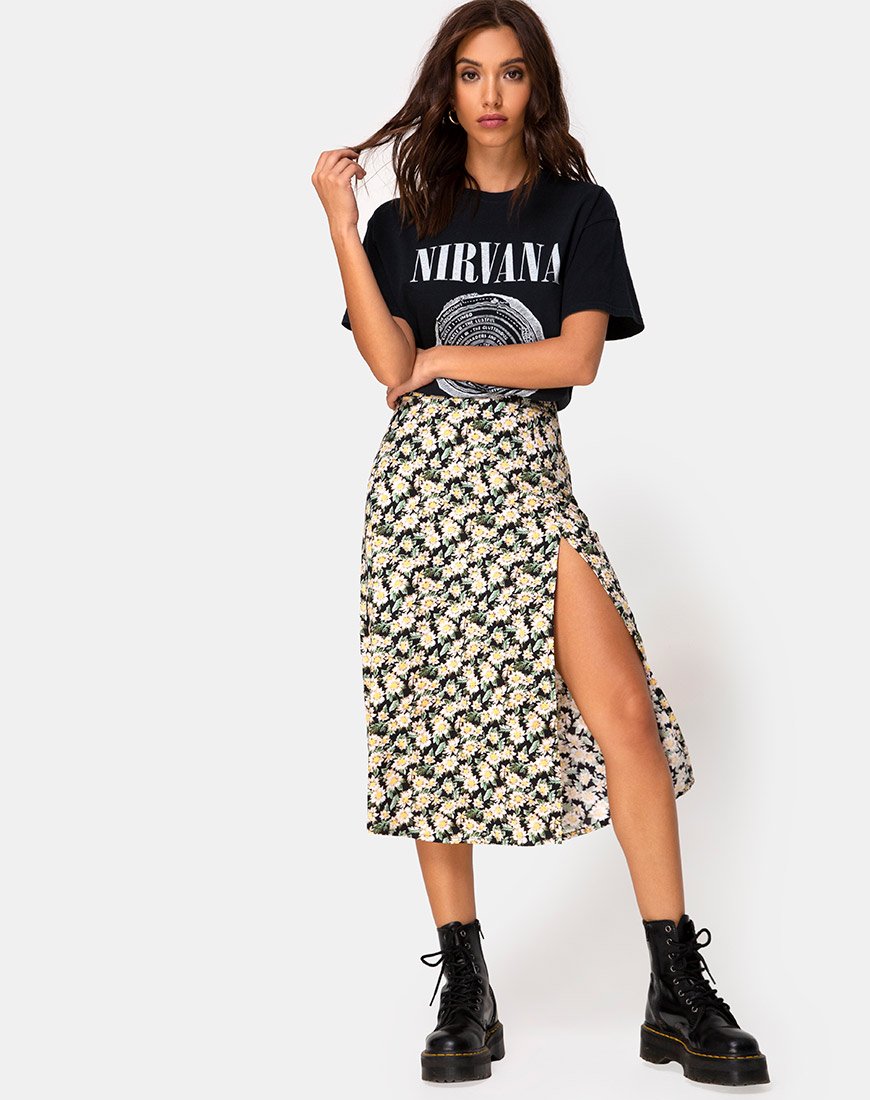 Falda Saika Midi en Aster Negro