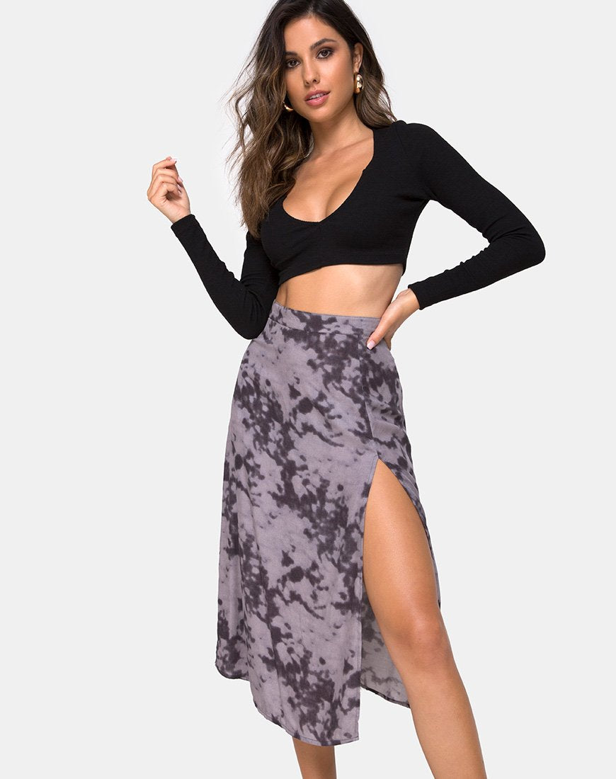 Imagen de Saika Falda Midi en Gris Blanqueado Tie Dye