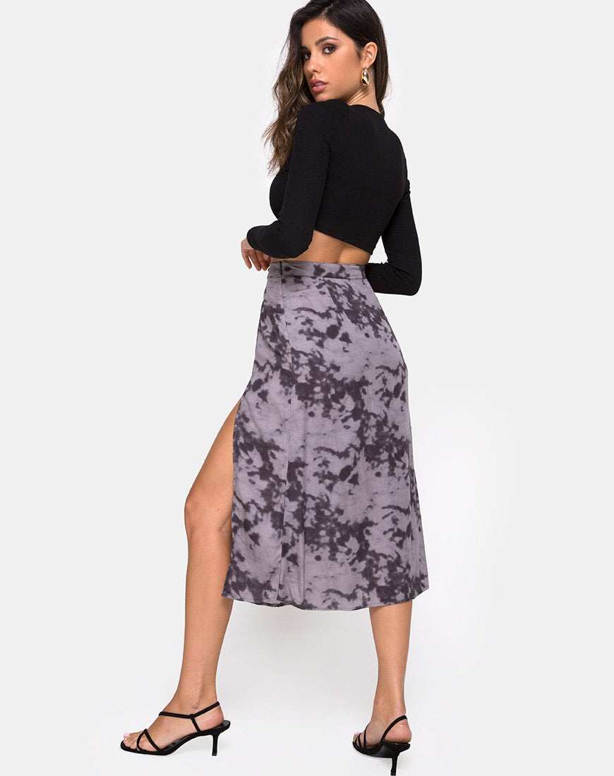 Imagen de Saika Falda Midi en Gris Blanqueado Tie Dye