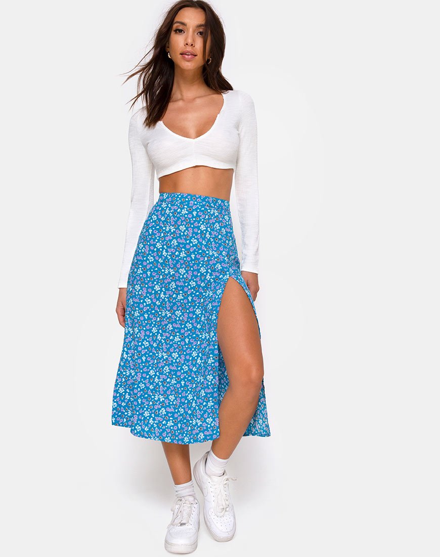 Imagen de la falda Saika Midi en Bloom Baby Blue