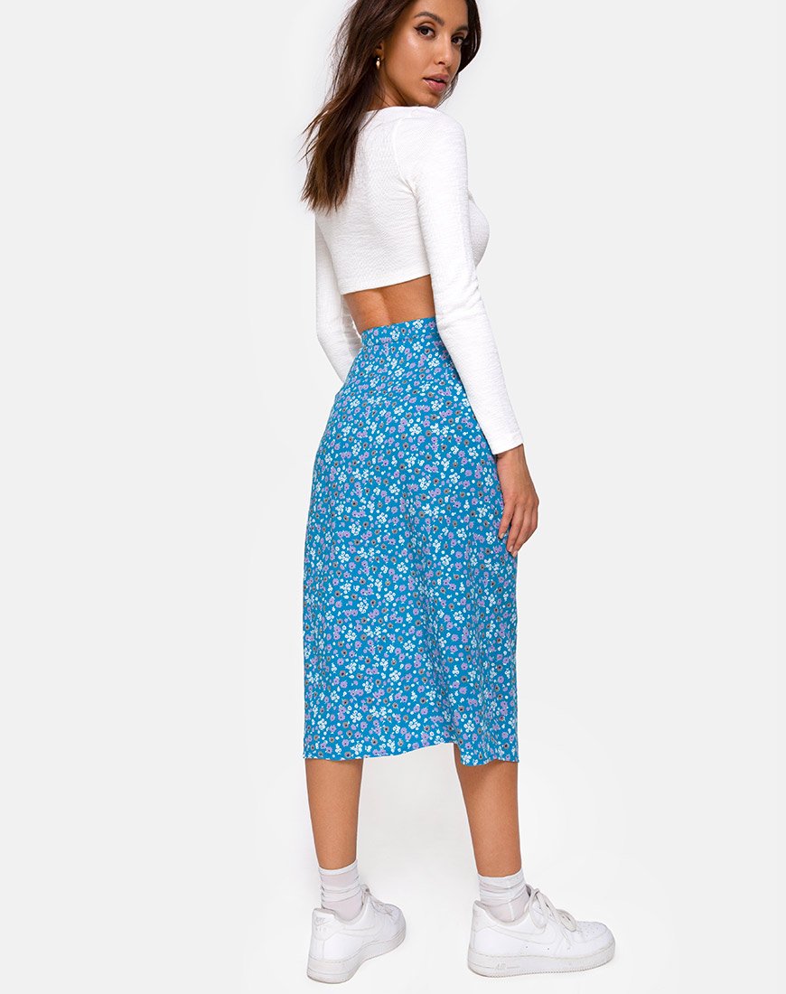 Falda Saika Midi en Bloom Baby Blue