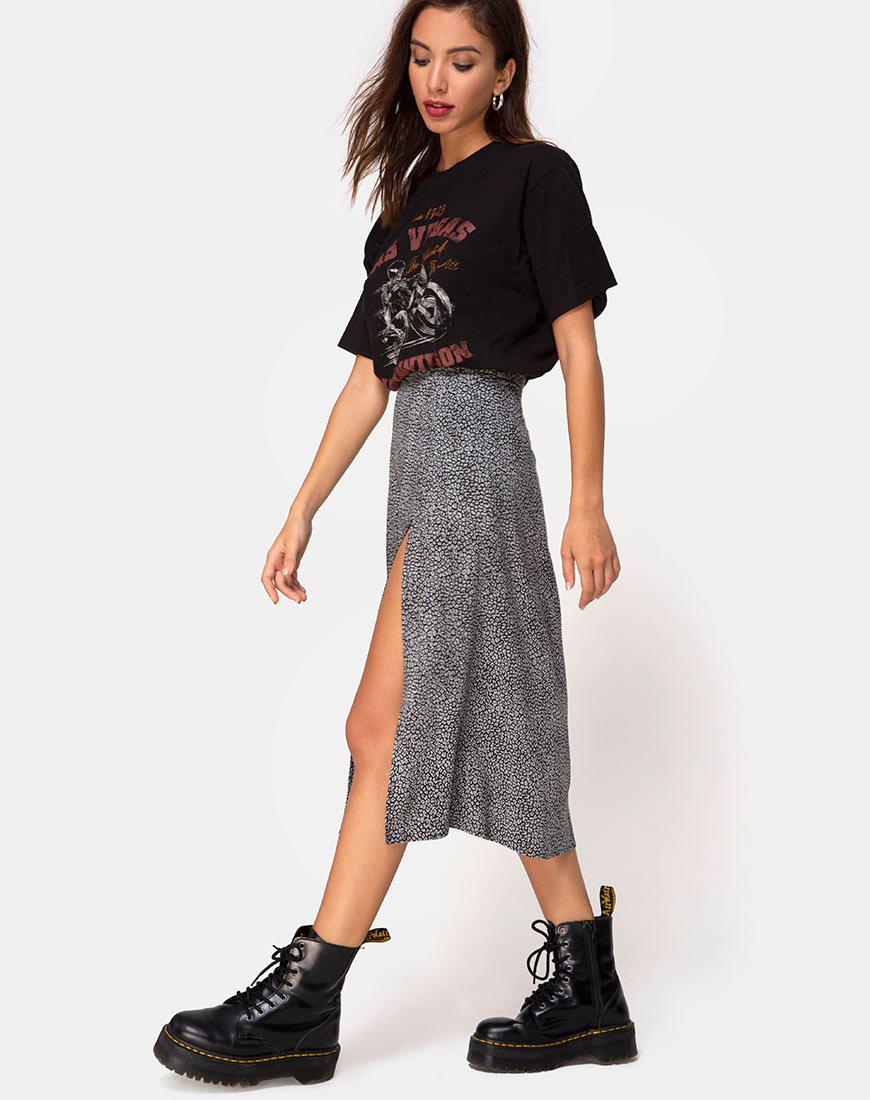 Imagen de la falda Saika Midi en leopardo gris