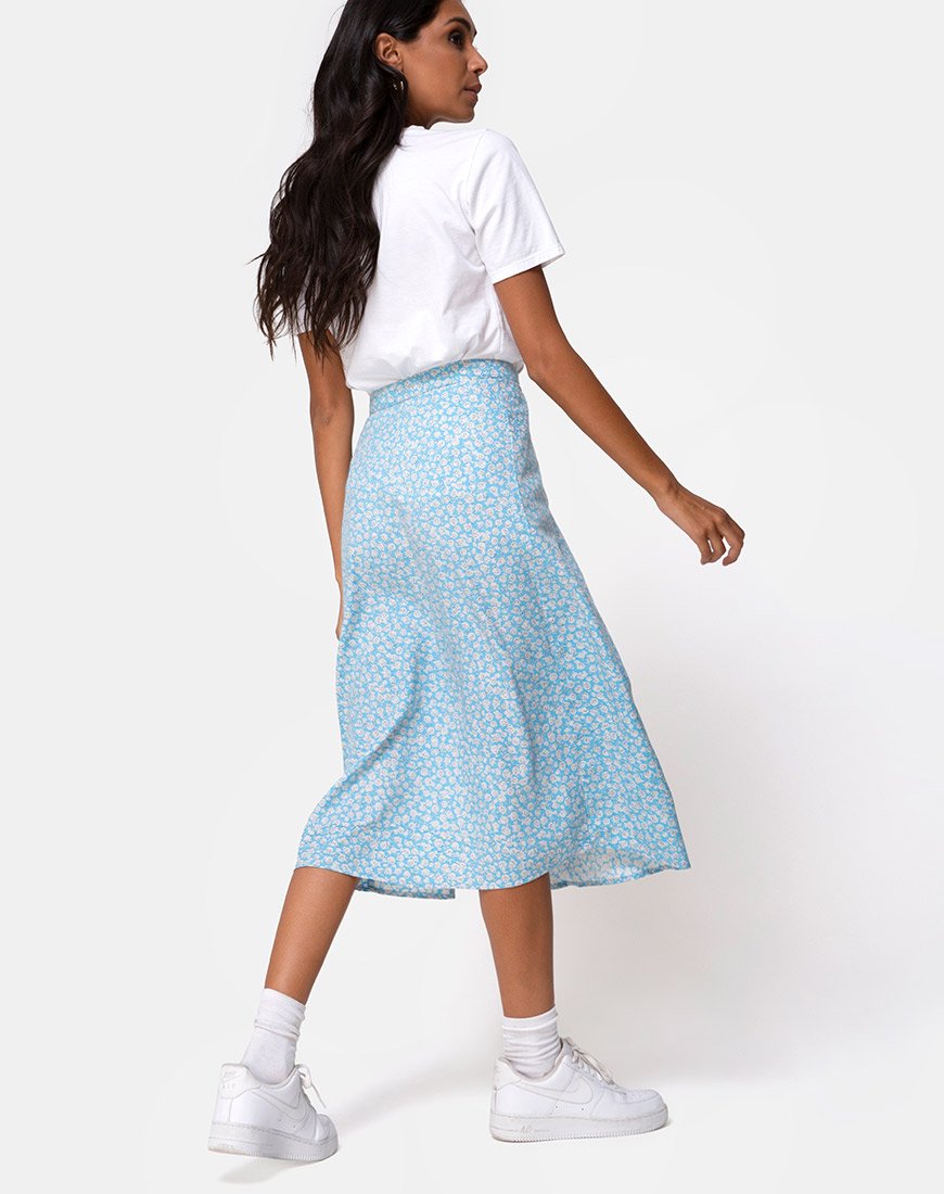 Falda Saika Midi en Ditsy Rose Blue