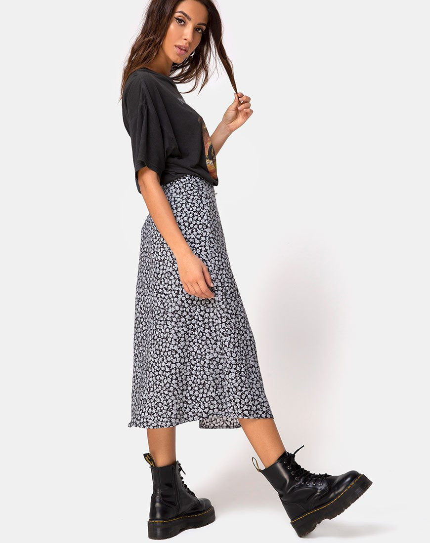 Imagen de Saika Falda Midi en Ditsy Rose Negro