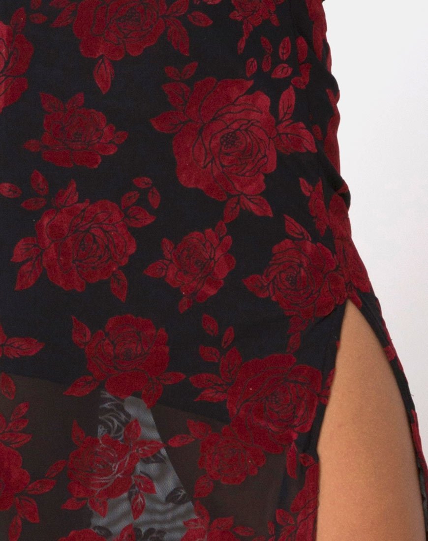 Imagen de Saika Falda Midi en Romántico Rosa Rojo Flock