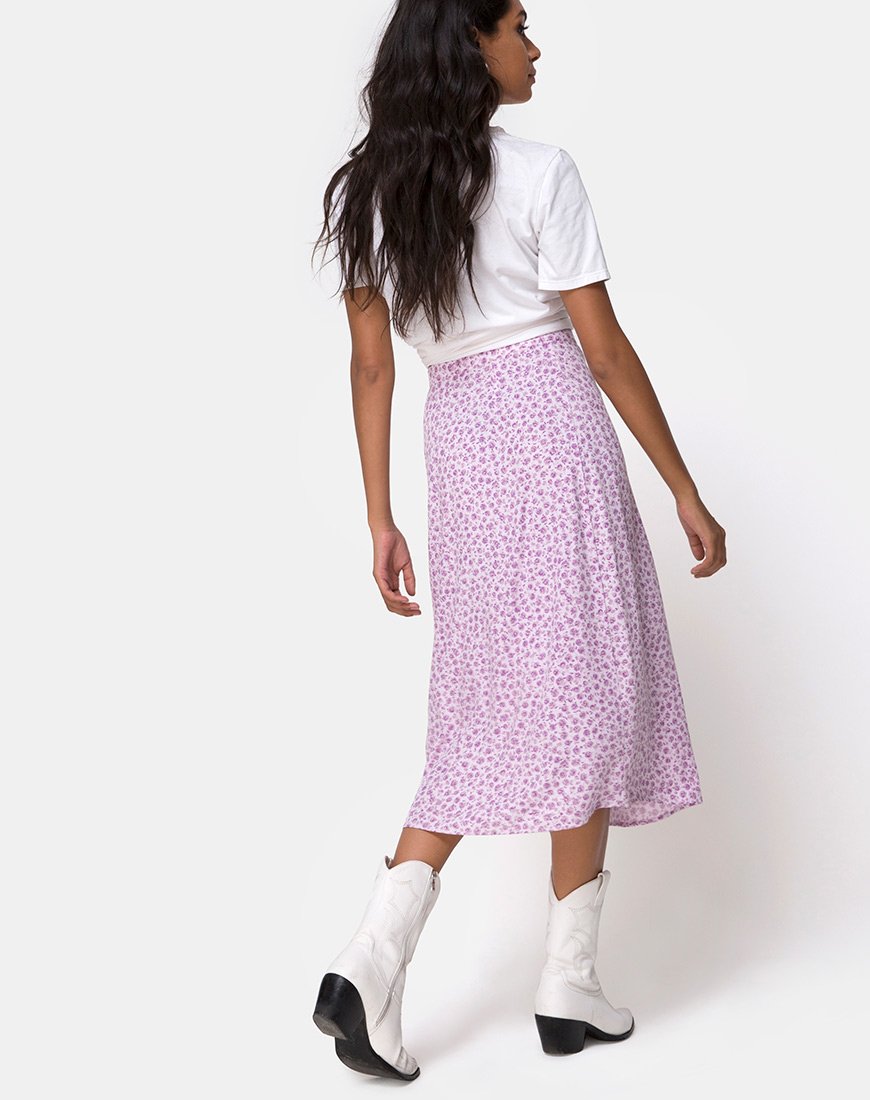 Saika Falda Midi en Ditsy Rose Lila
