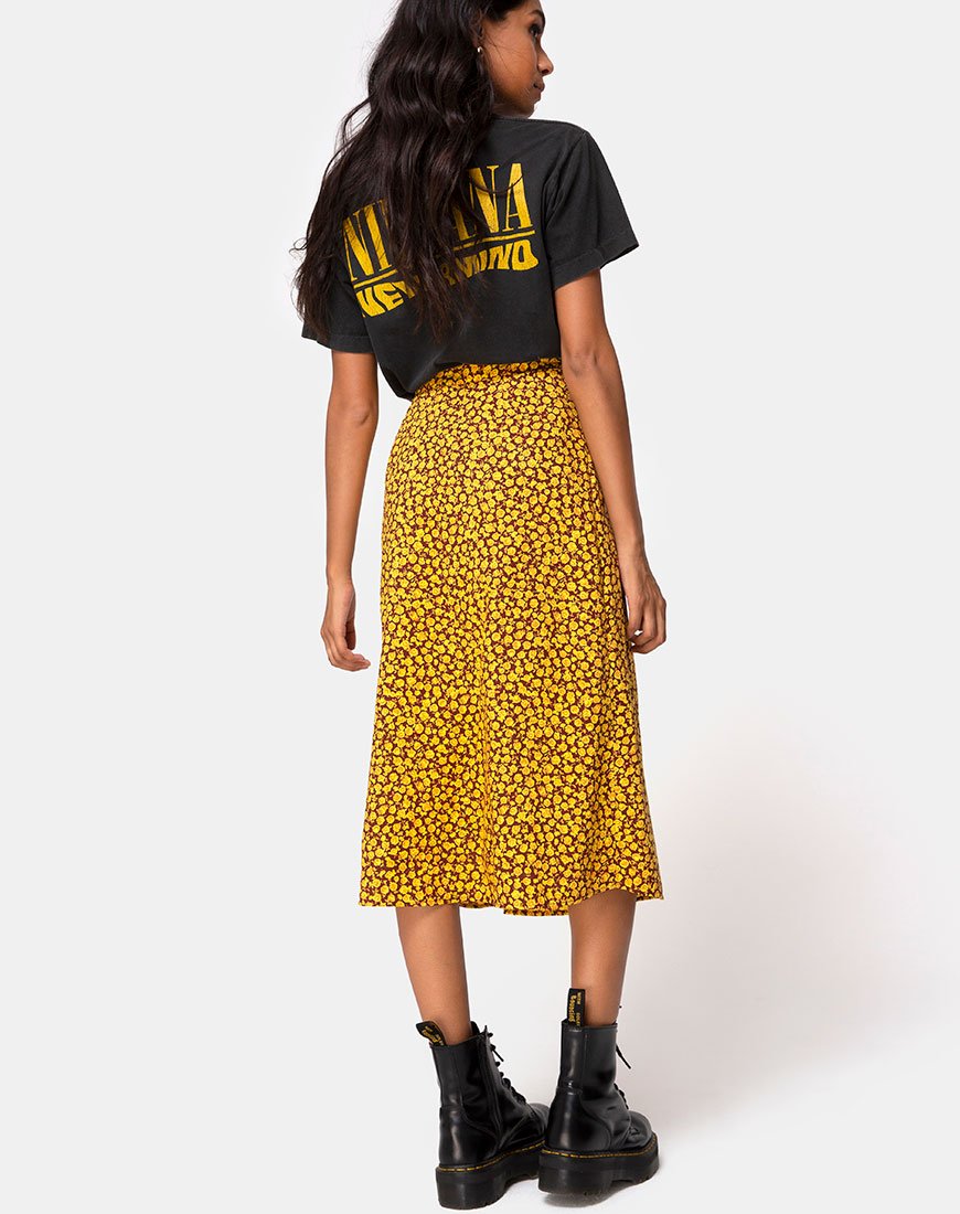 Imagen de la falda Saika Midi en Ditsy Rose Marigold