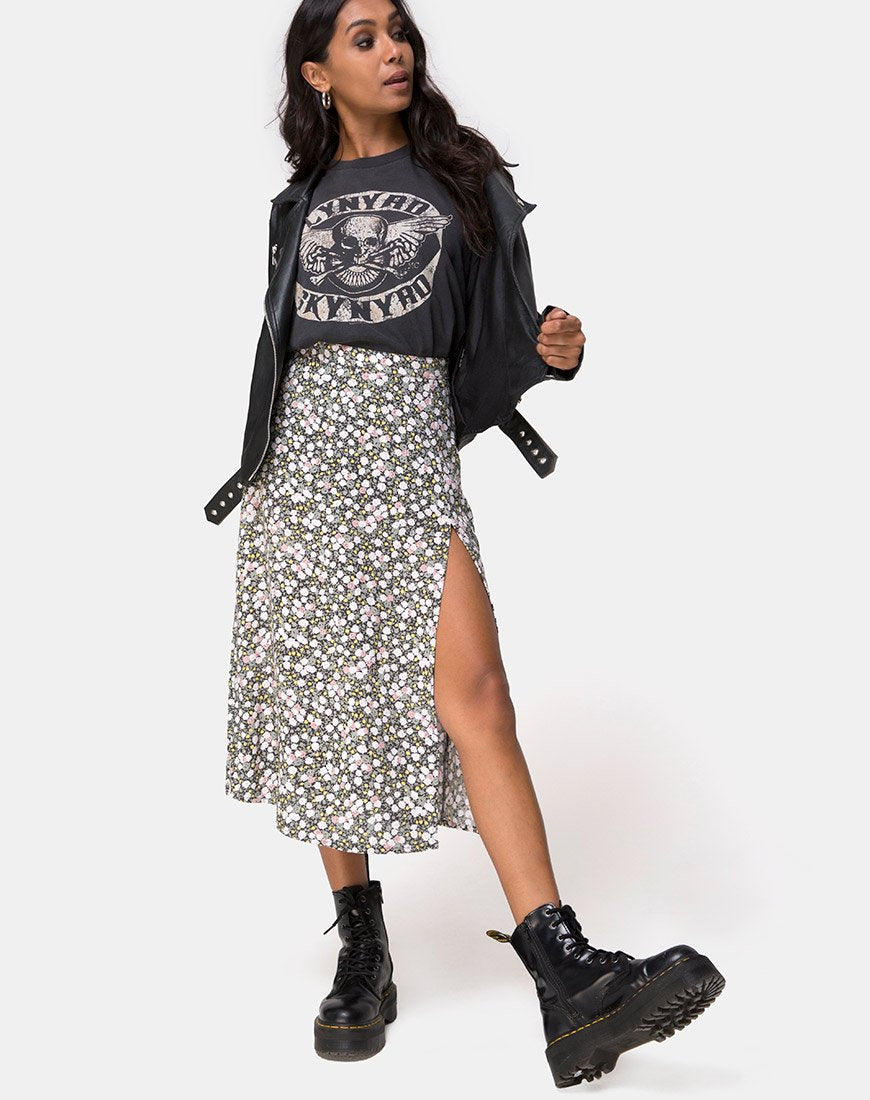 Imagen de Saika Midi Skirt in Floral Field Olive