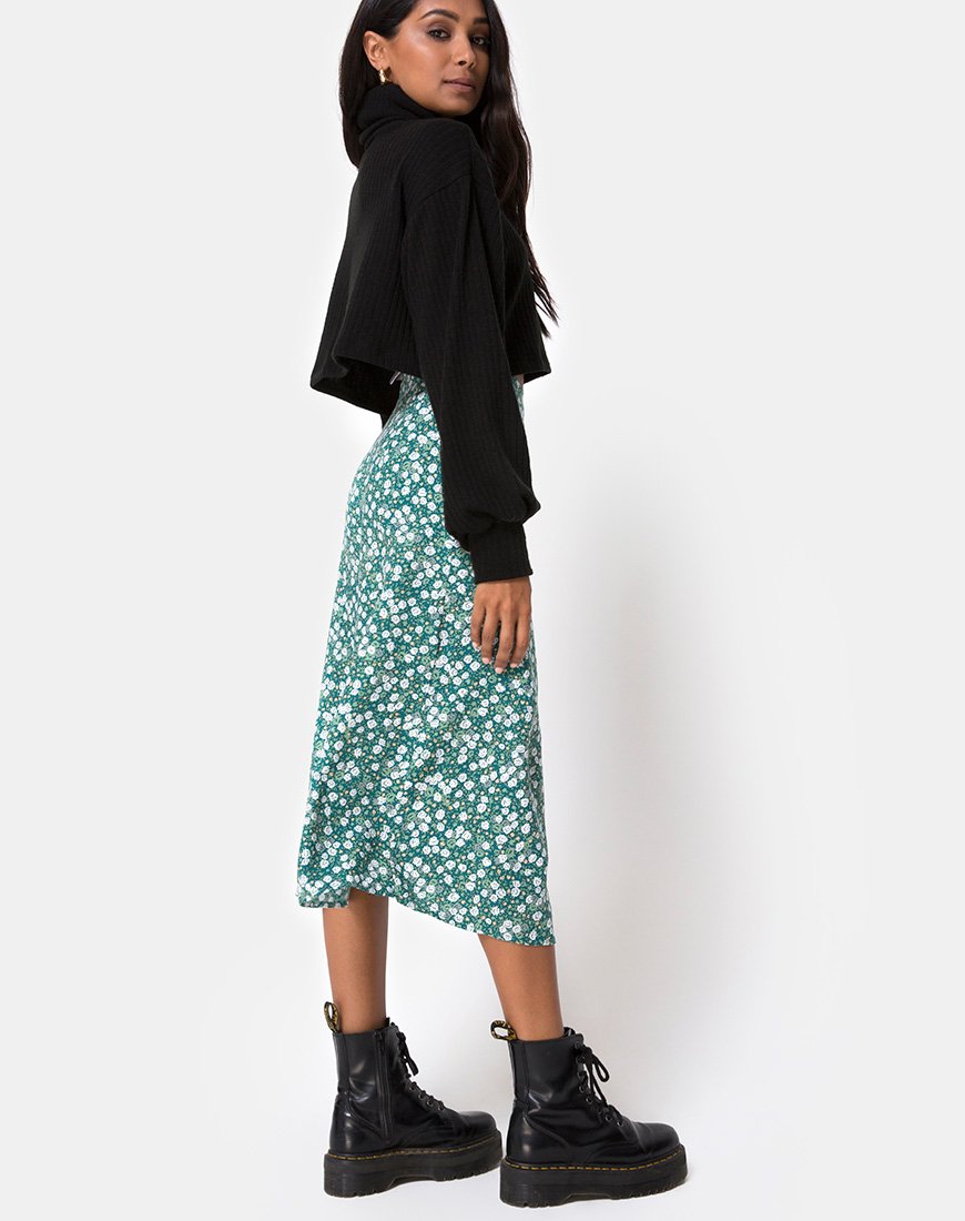 Imagen de Saika Falda Midi en Floral Campo Verde