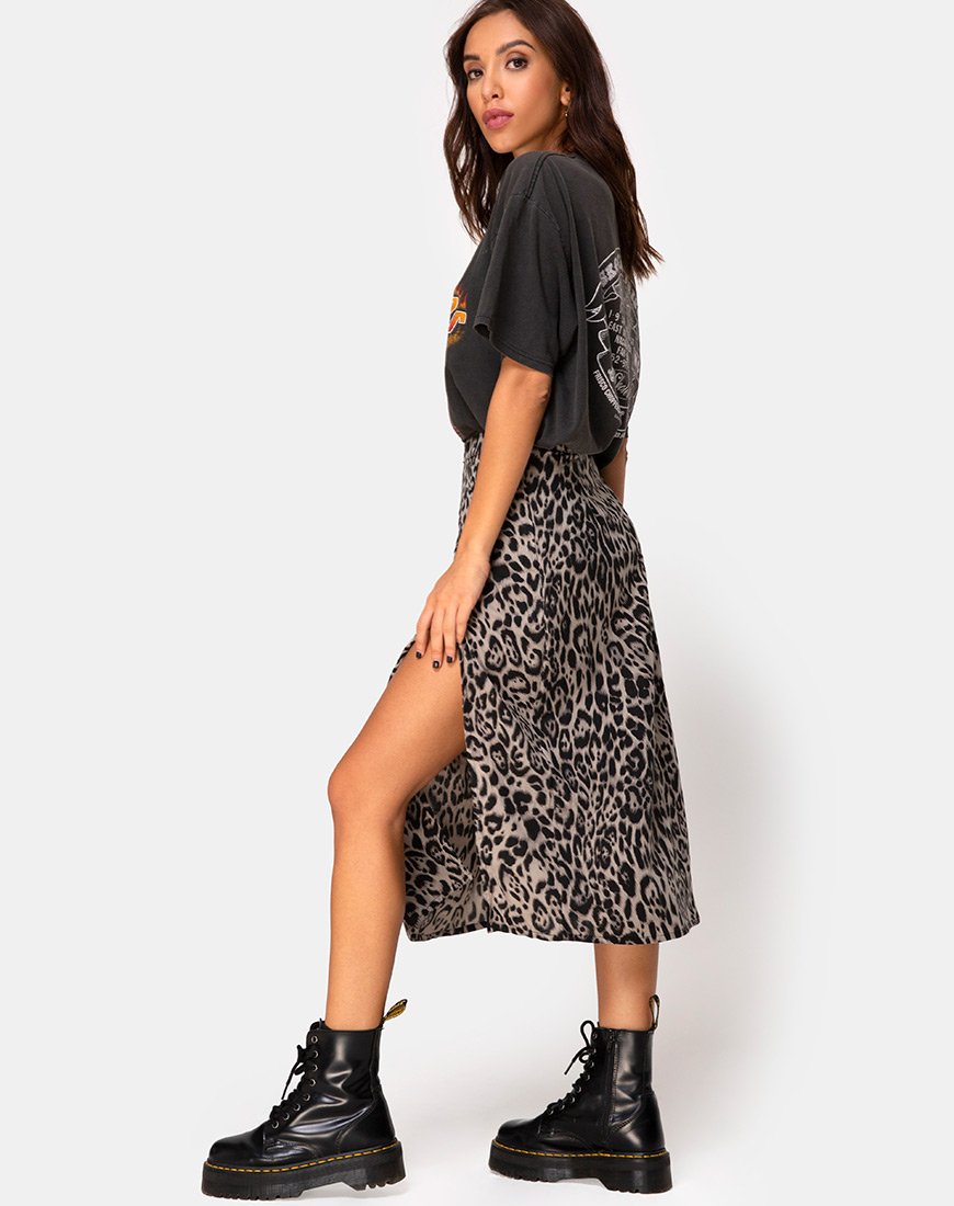 Imagen de Saika Falda Midi en Leopardo Gris