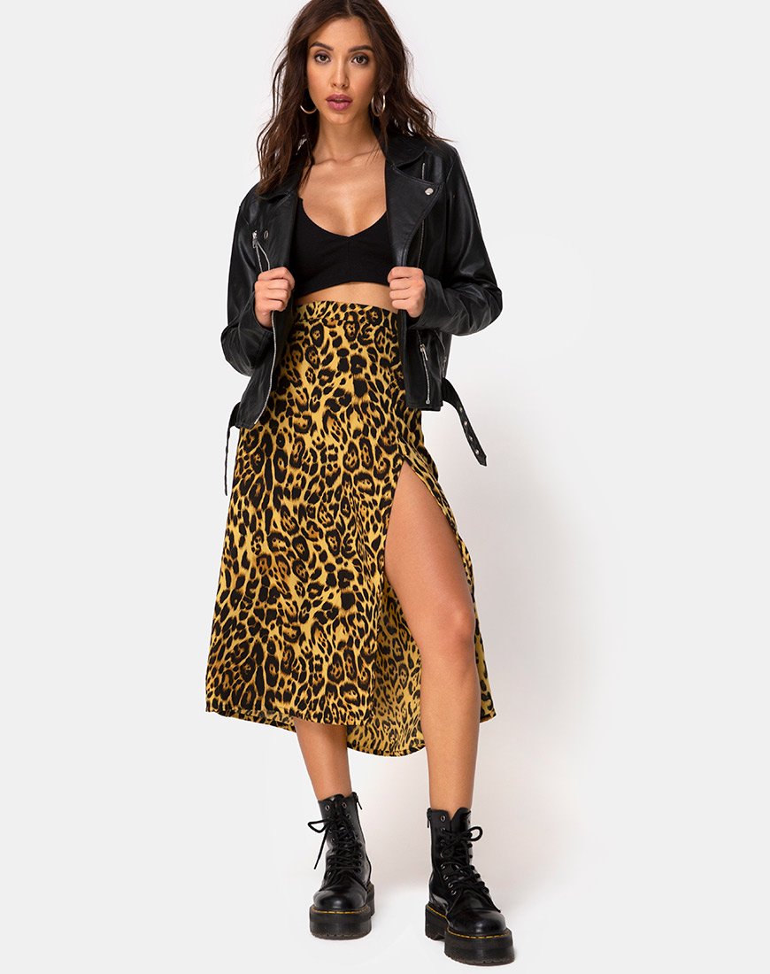 Falda Saika Midi en Leopardo