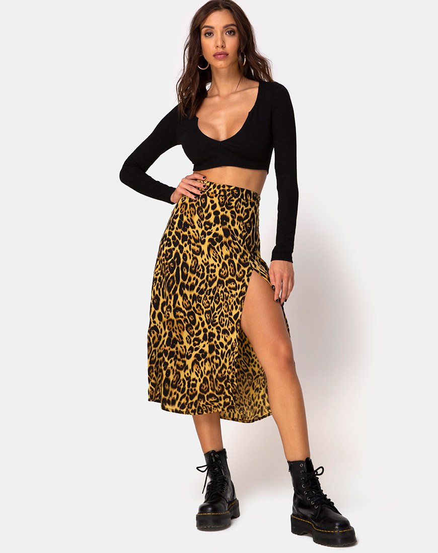Imagen de la falda Saika Midi de leopardo