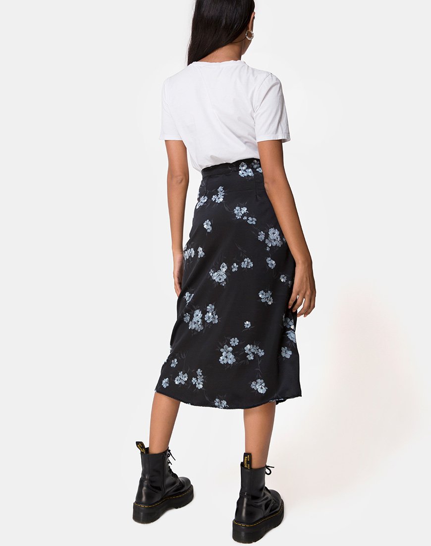 Imagen de Saika Falda Midi en Mono Flor Negra