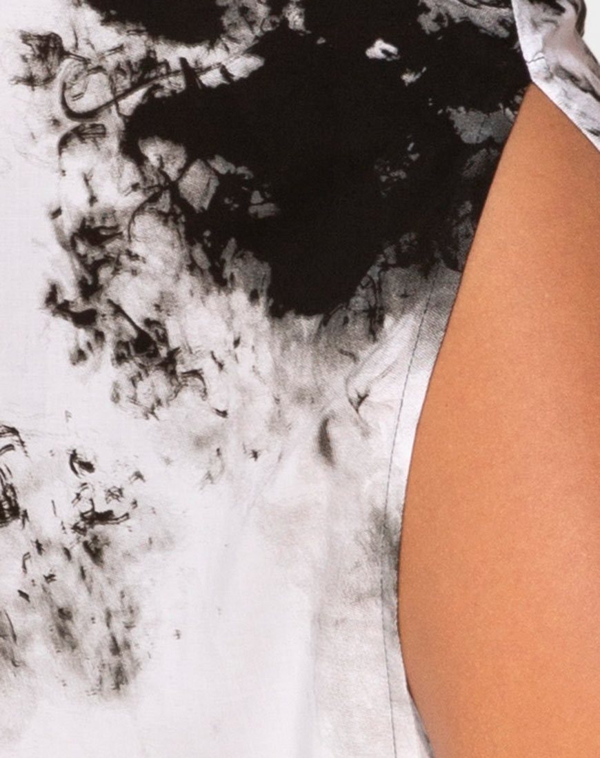 Imagen de Saika Falda Midi en Mono Tie Dye Blanco y Negro