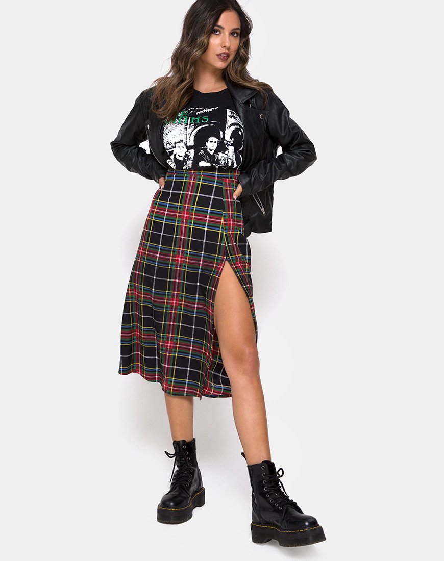 Imagen de Saika Falda a cuadros Rojo Verde Amarillo Negro