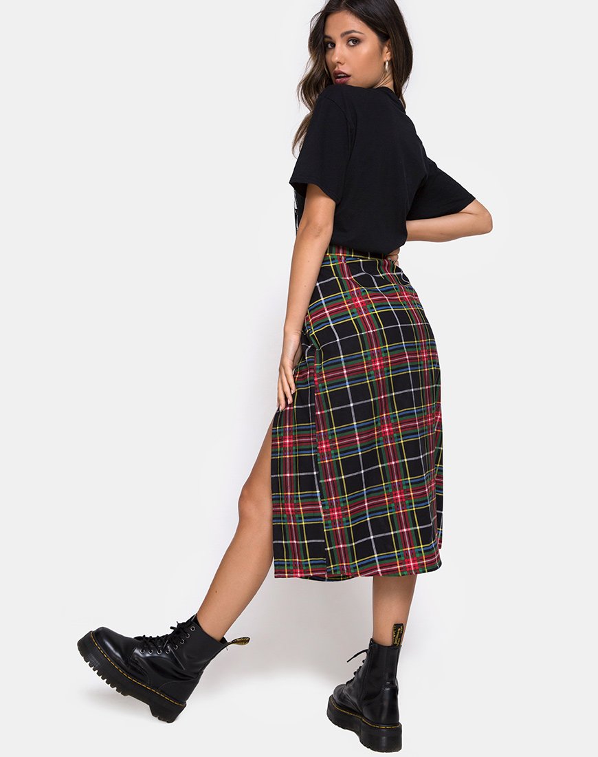 Imagen de Saika Falda a cuadros Rojo Verde Amarillo Negro