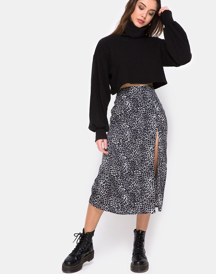 Imagen de Saika Falda Midi en Rar Leopardo Gris