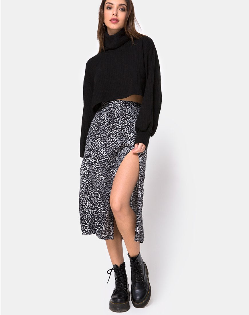 Imagen de Saika Falda Midi en Rar Leopardo Gris