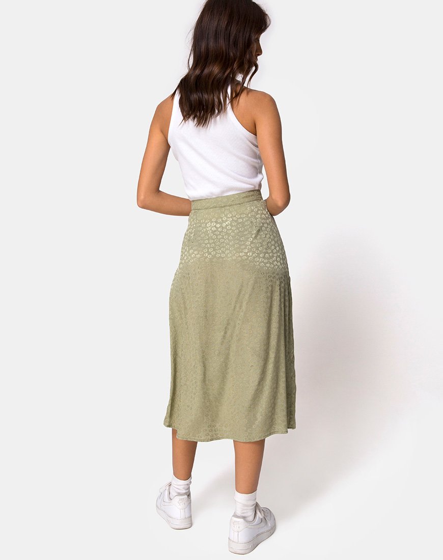Imagen de Saika Falda midi de satén Ditsy Rose Sage