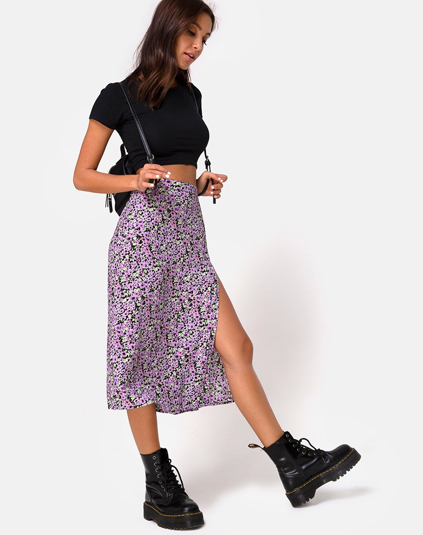Imagen de Saika Falda Midi en Flor Lila