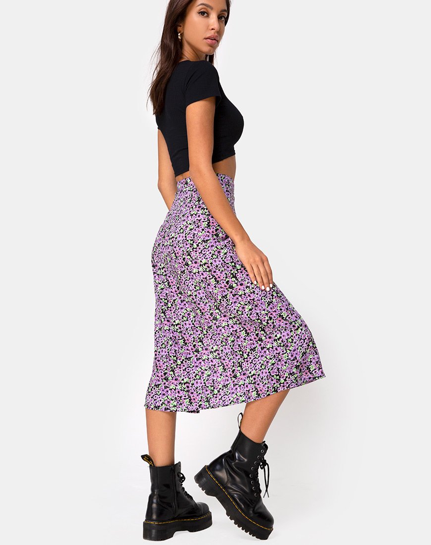 Imagen de Saika Falda Midi en Flor Lila