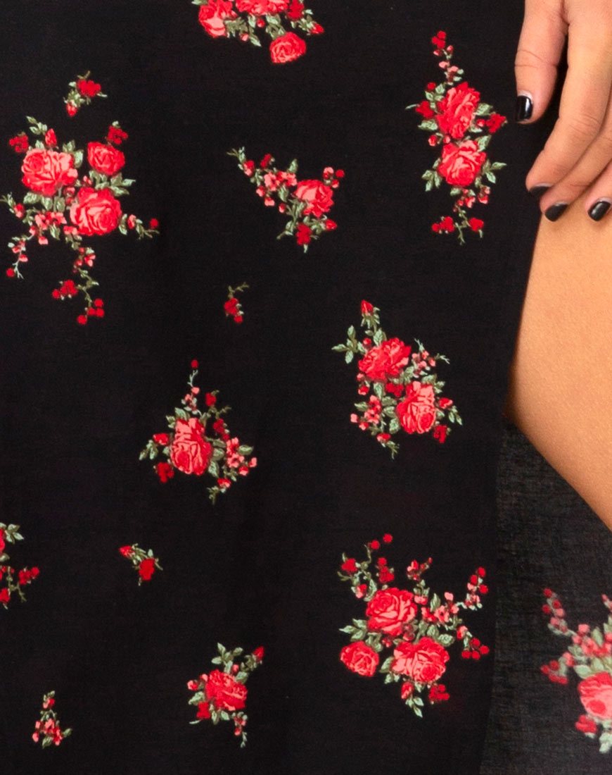 Imagen de Saika Falda Midi en Soi Rose Negra y Roja