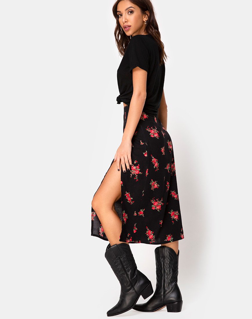 Imagen de Saika Falda Midi en Soi Rose Negra y Roja
