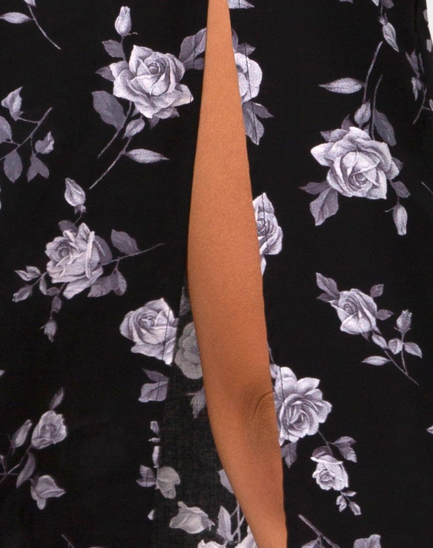 Imagen de Saika Falda Midi en Blanco Rosa Negro