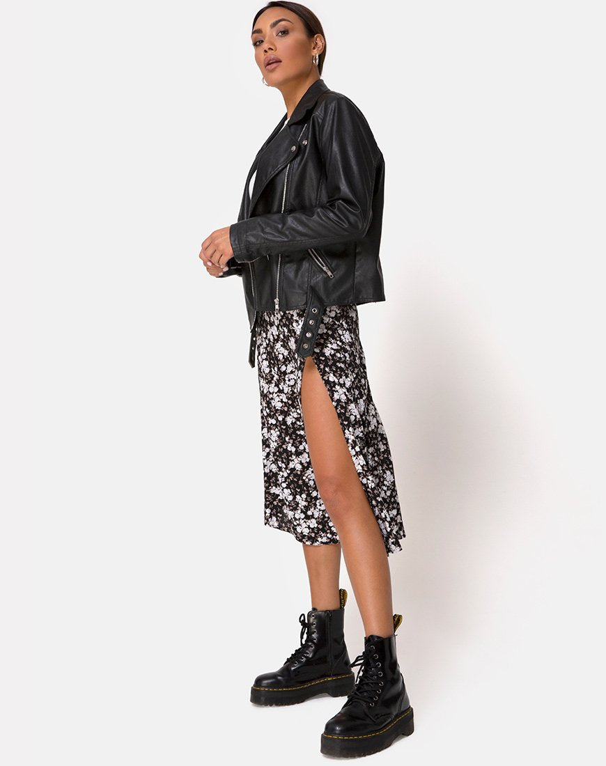 Falda Saika Midi en Flor Silvestre Oscura