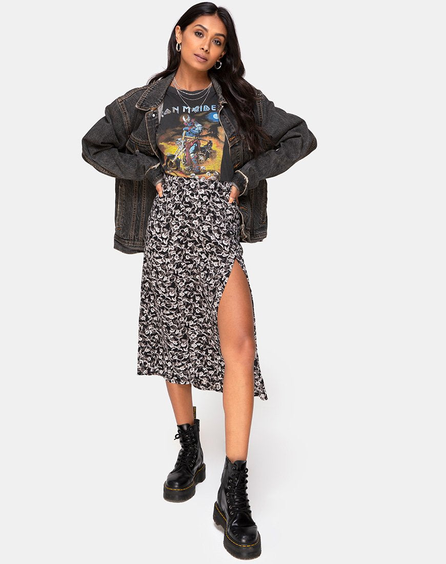 Falda Saika Midi en Wild Tulip Negro