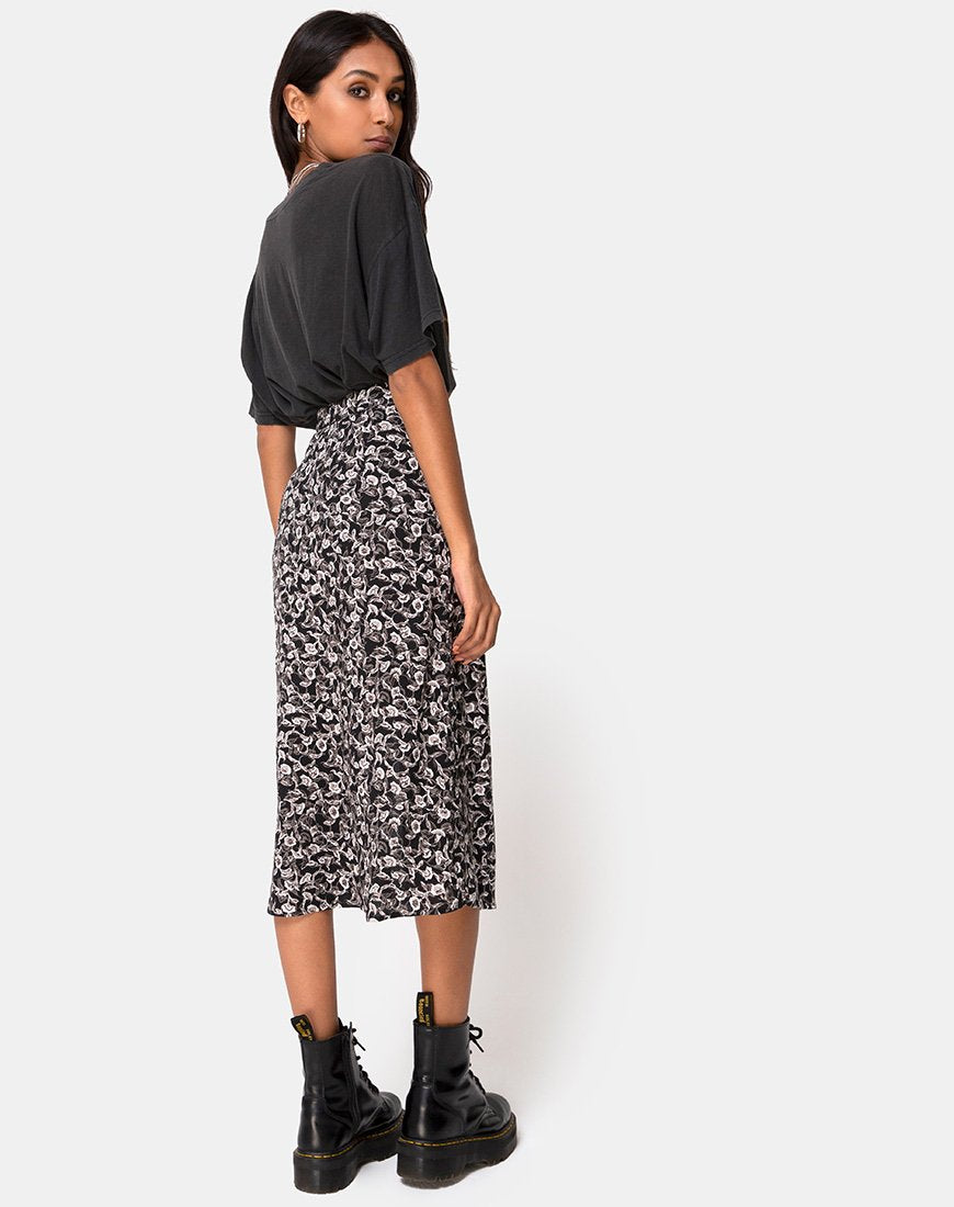 Falda Saika Midi en Wild Tulip Negro