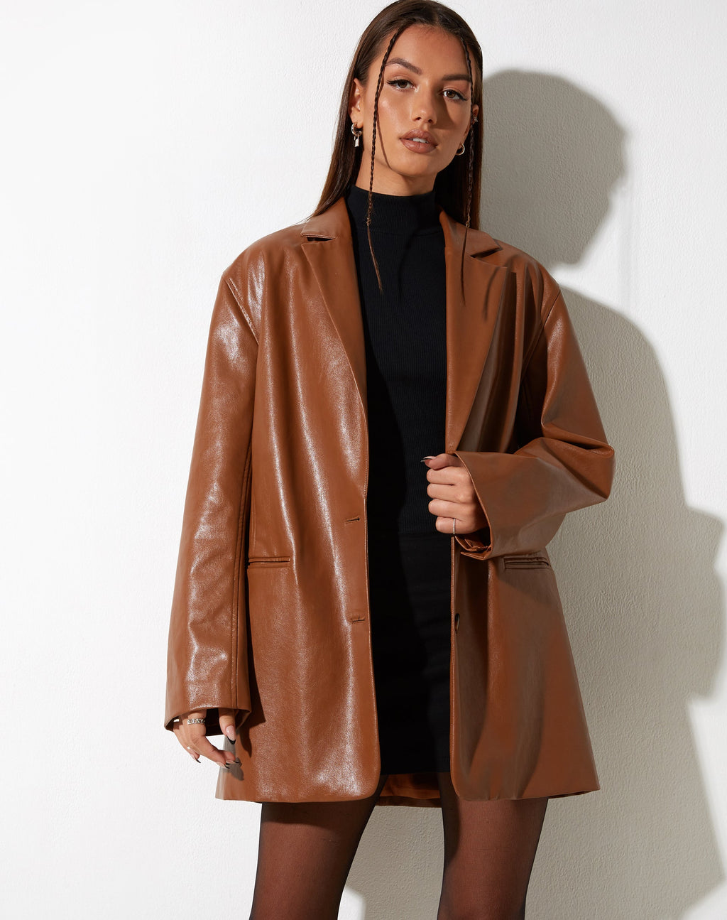Blazer Saken en PU Chocolate