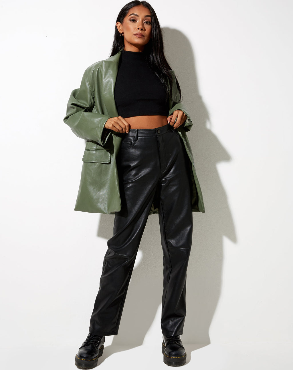 Blazer Saken en verde Pu