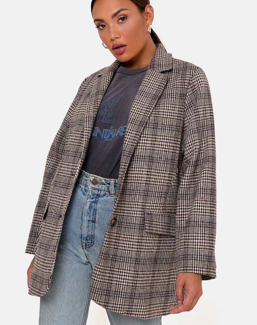 Blazer Saken de cuadros grises
