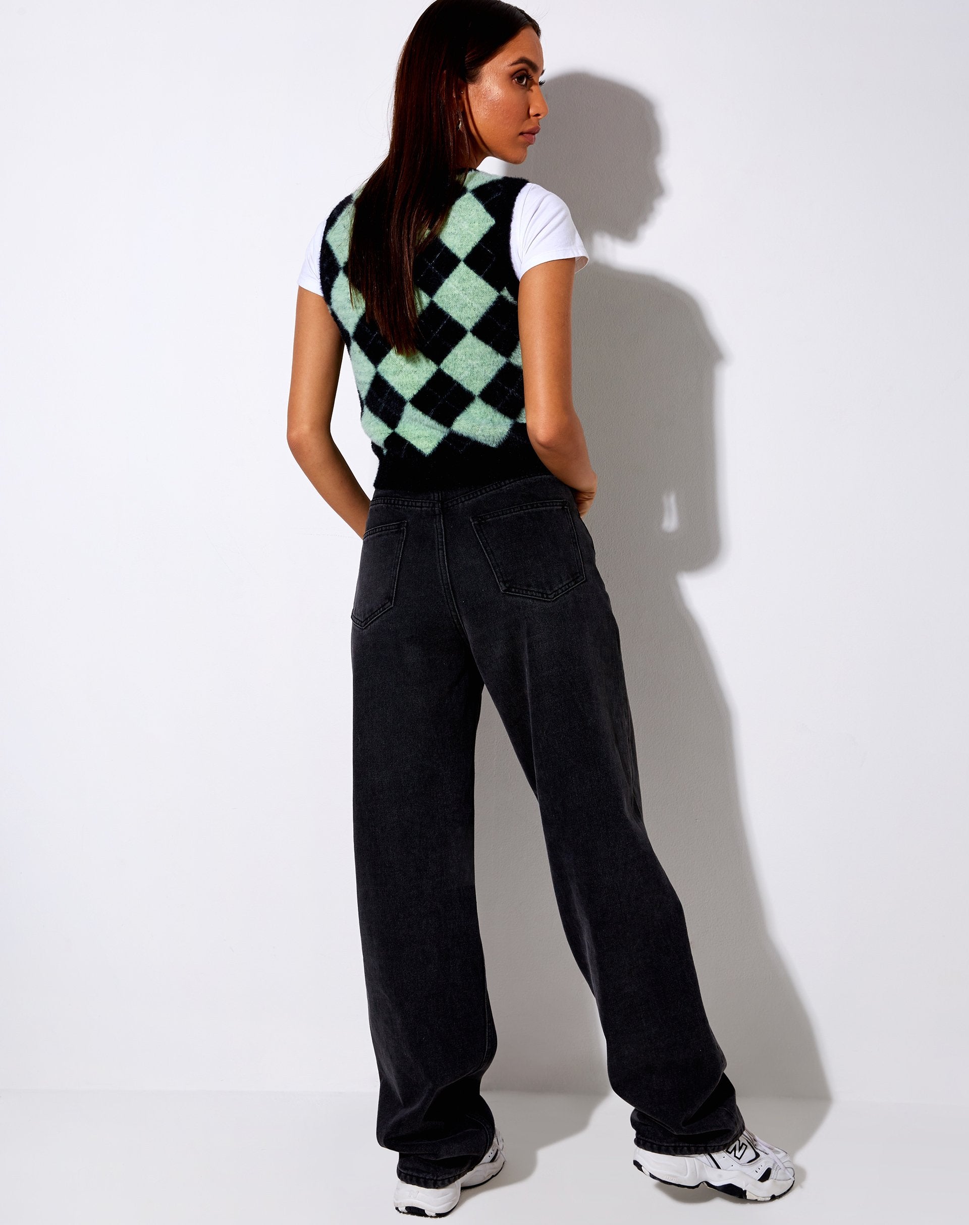 Imagen de Saki Camiseta de tirantes de punto Diamante Negro y Verde