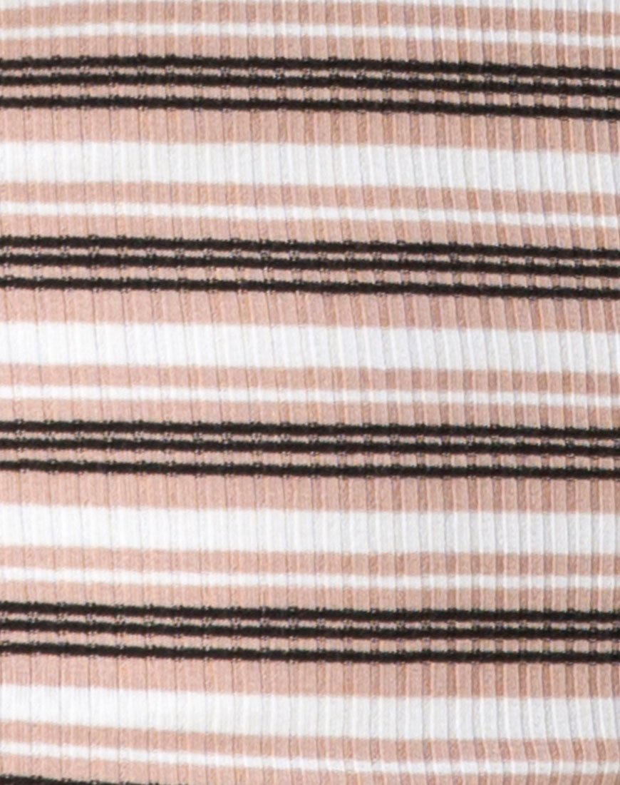 Imagen de Saleh Bodycon Dress in Rib Stripe Cream Black and Tan